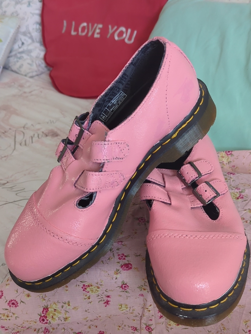 Doc Martens Air Wair Mary Janes DIY Custom Color Petal Pink Size 11 - Picture 2 of 15